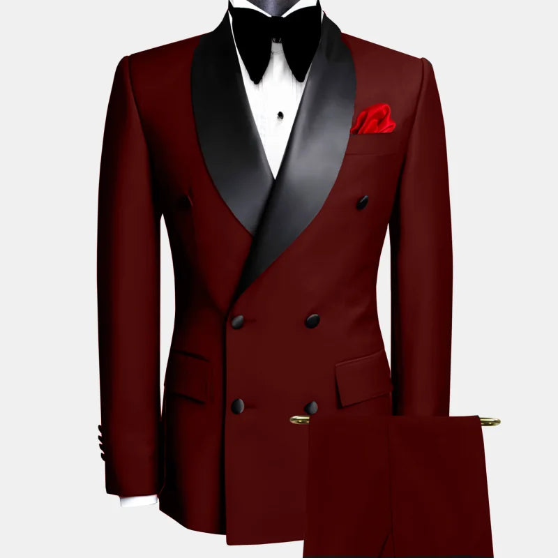 Black men's double-breasted suit from Lifetime Not Regret by Showlu Fashion Store, featuring a classic smart casual style.