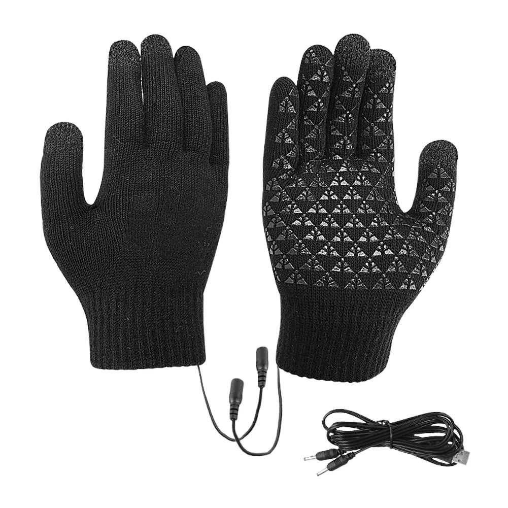 Showlu Smart General USB heated winter gloves with touchscreen capability, thermal cycling gloves for cold weather.