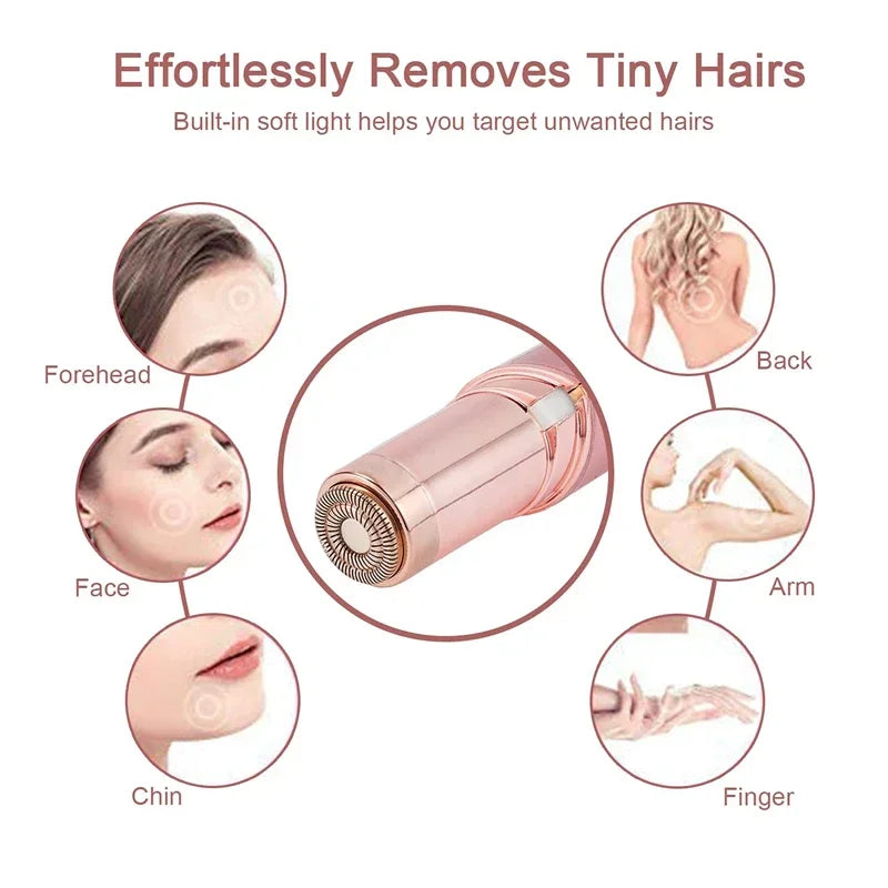 SHOWLU Electric Eyebrow Trimmer and Lipstick Hair Remover, USB rechargeable compact device with precision trimming head.