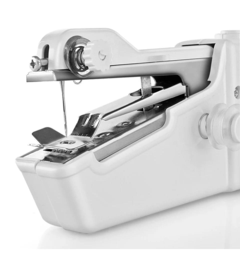Showlu Smart General mini handheld sewing machine with compact design, featuring a white body and sewing needle for quick repairs