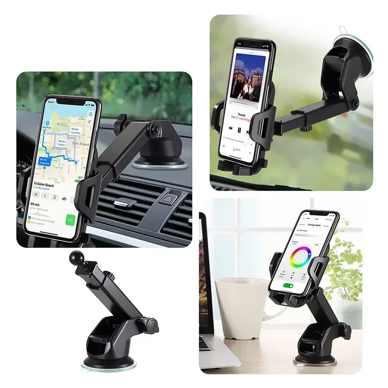 Universal car phone holder by SHOWLU FASHION STORE, mounts on windshield or dashboard, 360° rotation for adjustable viewing.