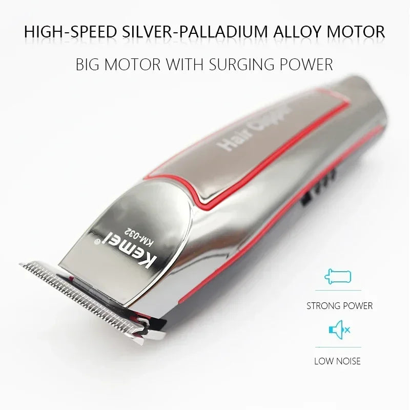 Showlu Smart KM-032 electric beard trimmer kit with silver hair clipper, featuring adjustable blades and ergonomic design.