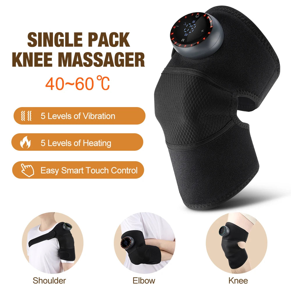 Showlu Fashion Store heating massage knee pad and shoulder elbow massager with vibration, hot compress, and blood circulation therapy.