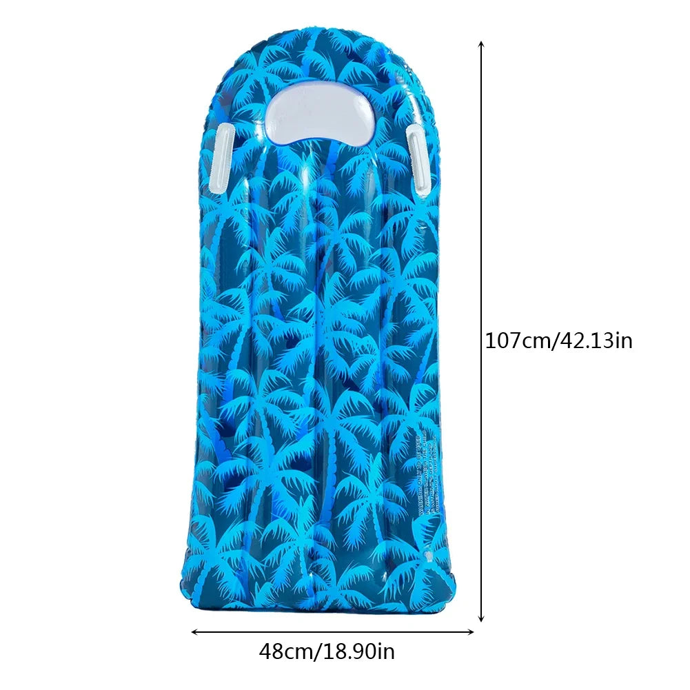 Showlu Smart inflatable pool lounger and surfboard water mat, PVC floating water float for swimming and relaxation.