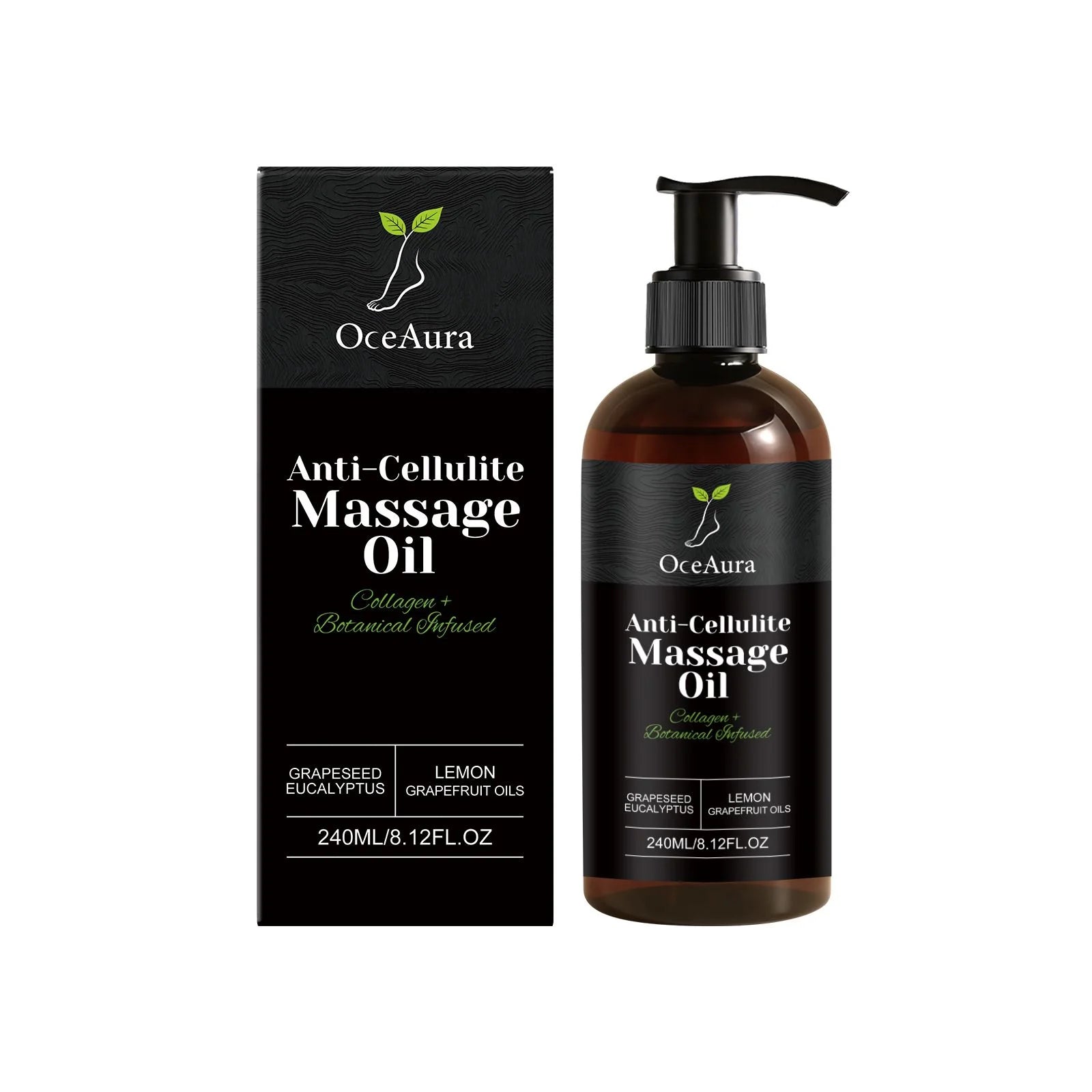 OceAura Collagen Body Oil by Showlu Fashion Store, featuring a sleek bottle of firming and anti-cellulite massage oil.