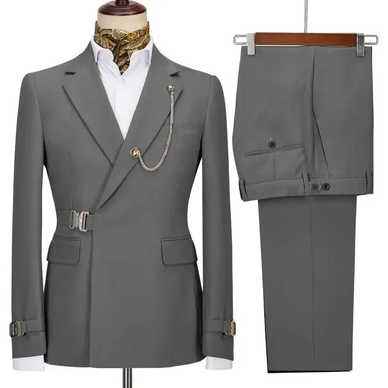 Men's slim fit Italian wedding tuxedo with notched lapel, 2-piece suit by SHOWLU FASHION STORE, perfect for formal occasions.