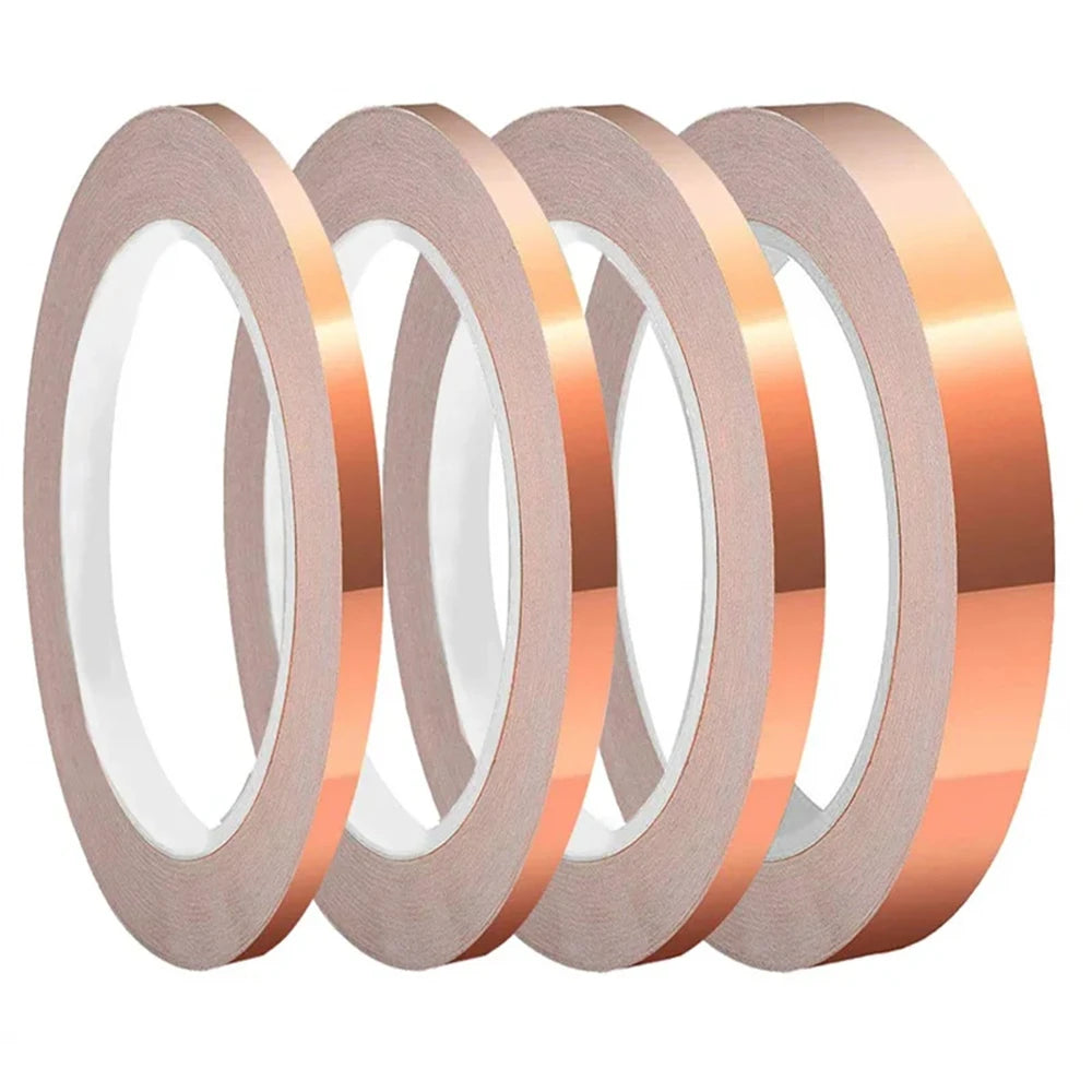 Copper foil tape with conductive shielding, 20M, single-sided, for DIY stained glass and home appliance repairs.