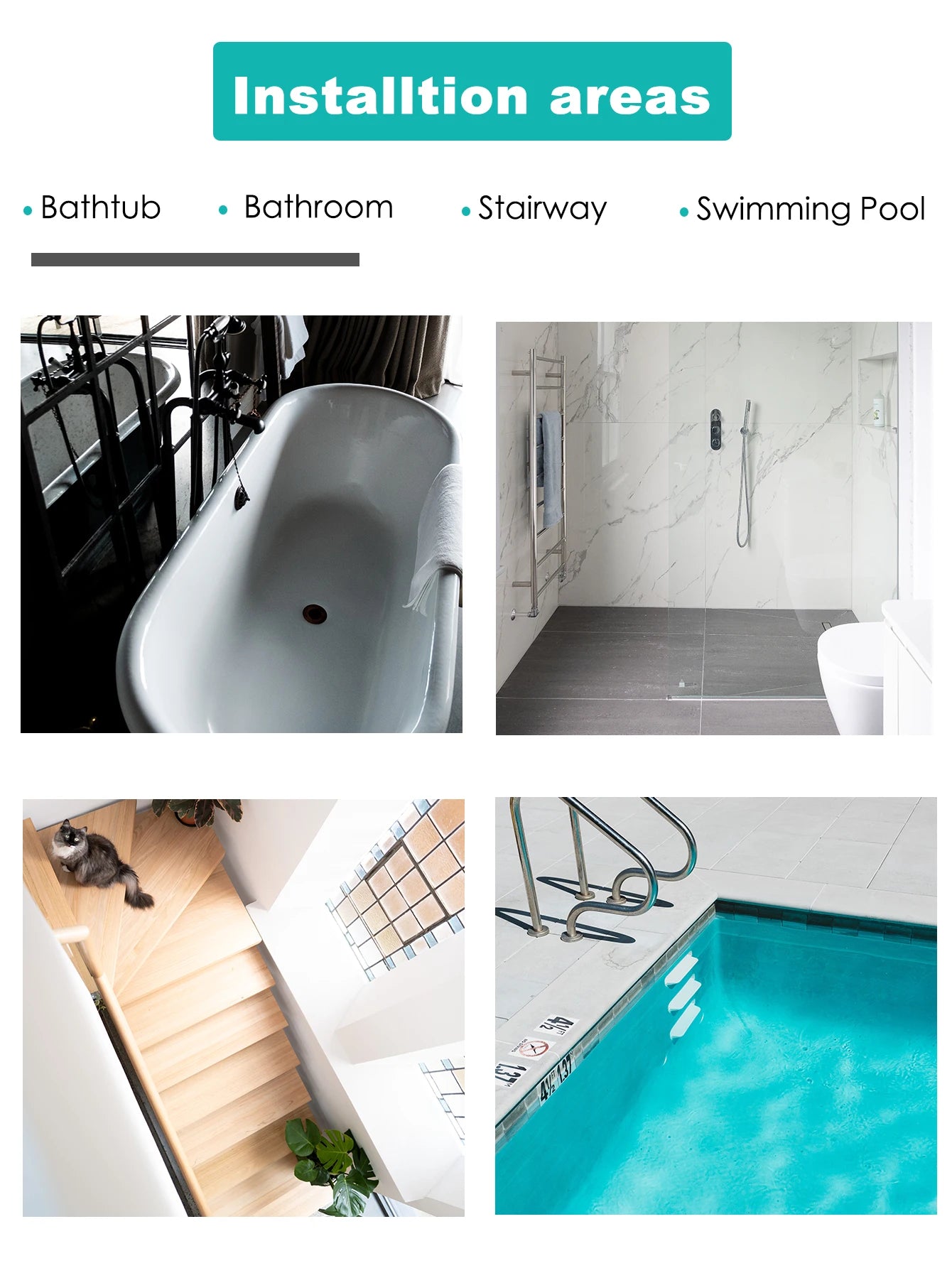 Showlu Smart General anti-slip bath stickers on a bathroom floor, enhancing safety with textured adhesive grip for wet surfaces.