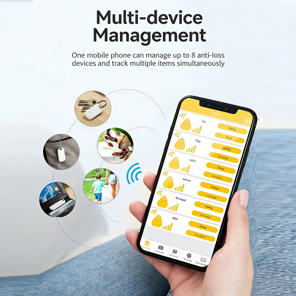 Showlu Smart GPS Tracker with Bluetooth, MFi certification, compact anti-lost locator device for personal and asset tracking.