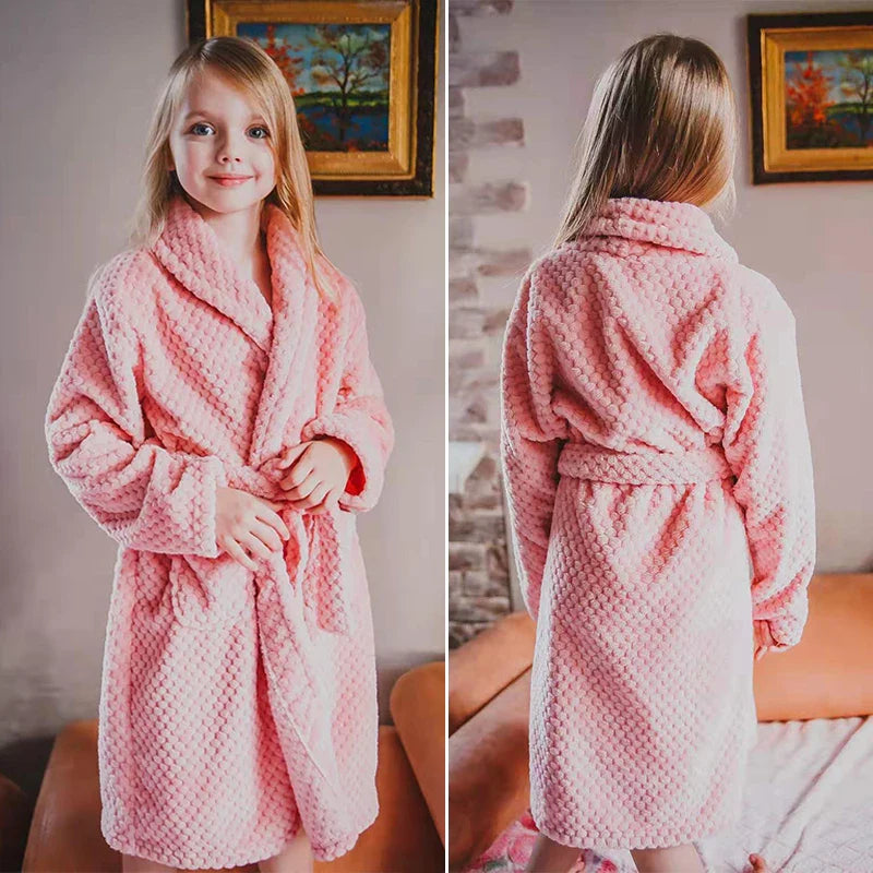 Childdkivy Kids flannel pajamas and cartoon bathrobe for boys and girls, warm and cozy, featuring fun colorful designs.