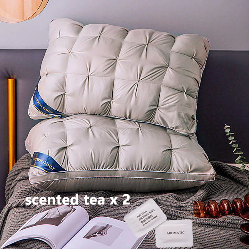 Two soft, supportive bed pillows from Mingou Store in a 2-piece sleep pillow set, ideal for back, stomach, or side sleeping.