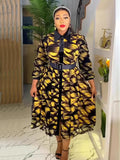 Plus size African dashiki Ankara long sleeve party dress by Showlu Fashion Store, featuring vibrant traditional patterns and elegant design.