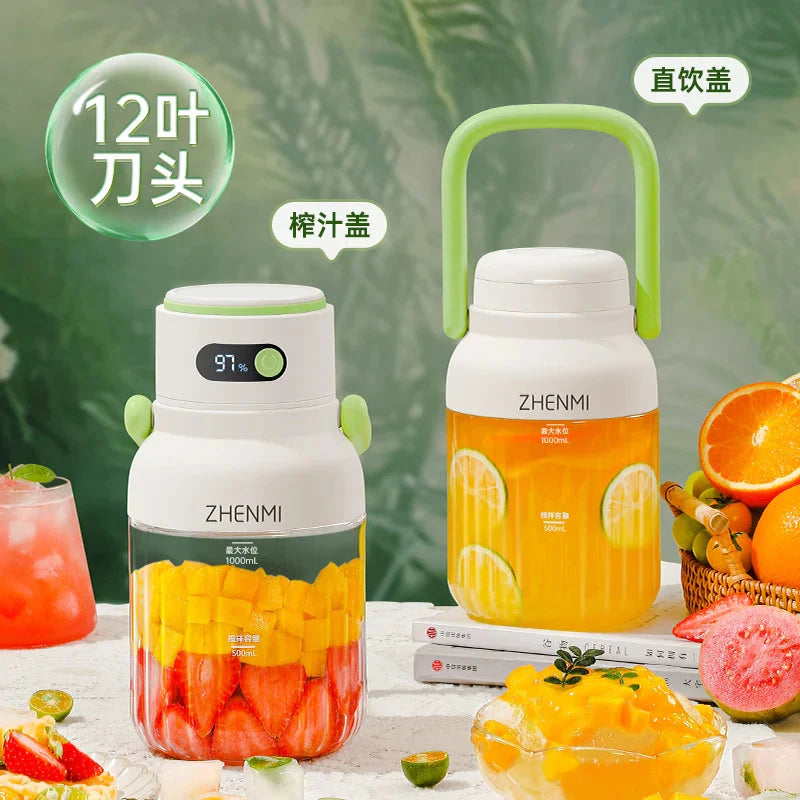 Wireless portable juicer cup by SHOWLU FASHION STORE, 1000ml large capacity blender for fresh fruit smoothies and drinks.