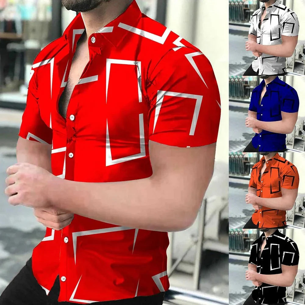 Men's Hawaiian Baroque 3D print short sleeve shirt by SHOWLU FASHION, featuring vibrant tropical floral design and relaxed fit.
