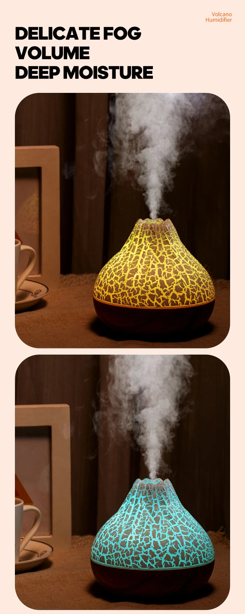 Showlu Smart Kinscoter 300ml ultrasonic humidifier emitting mist, compact design for home or office humidity control.