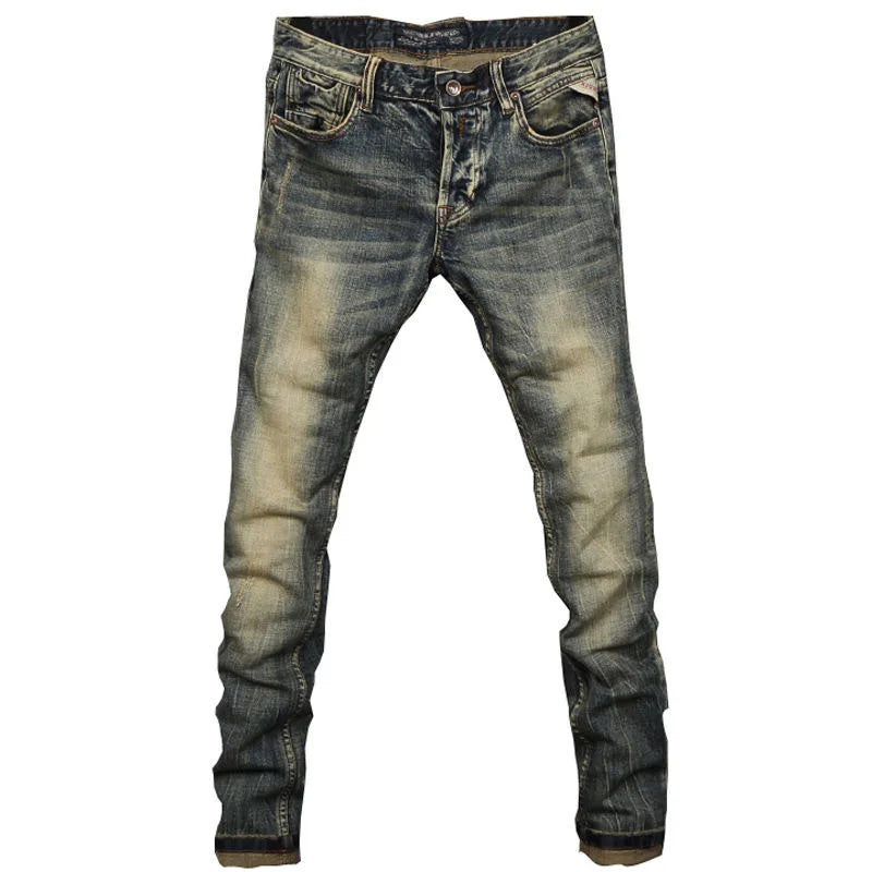 2023 Spring and Autumn New Classic Fashion Retro Elastic Jeans Men's Casual Comfort Large Size High-Quality Small Foot Pants