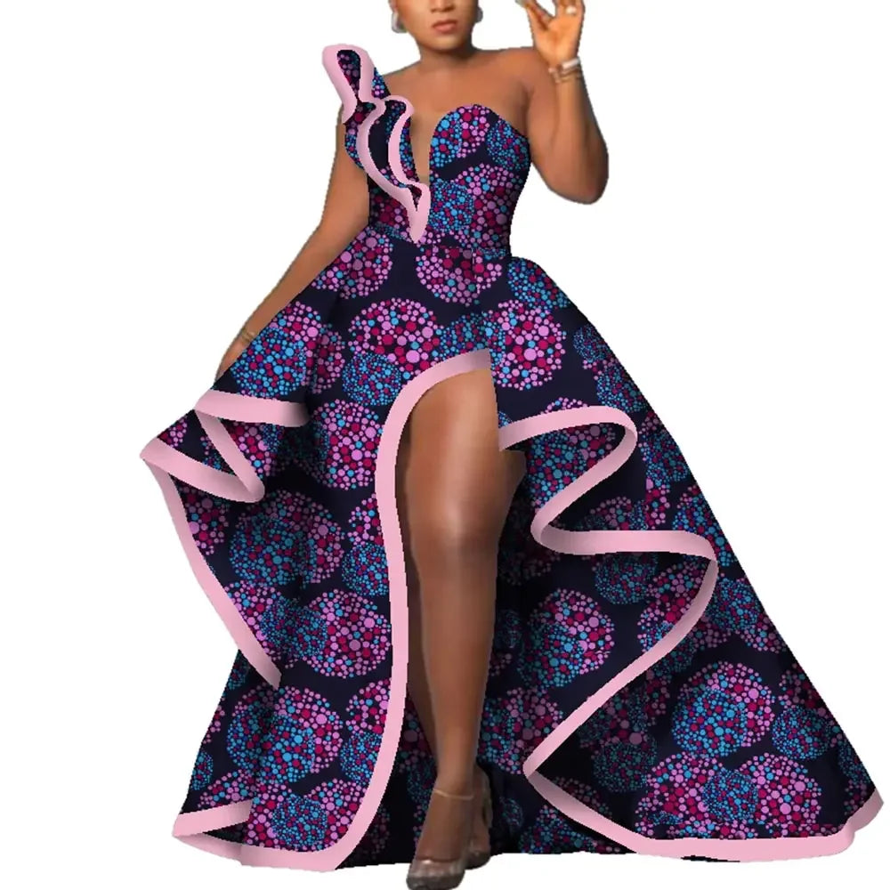 Dashiki Party Dresses Fashion Robe Africaine Ankara Floral Print Maxi Long Strapless Dresses African Dresses for Women WY6981