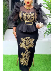 Plus Size Evening Dresses for Women African Luxury Sequin Gown Elegant Turkey Wedding Party Long Dress Ankara Ladies Clothing