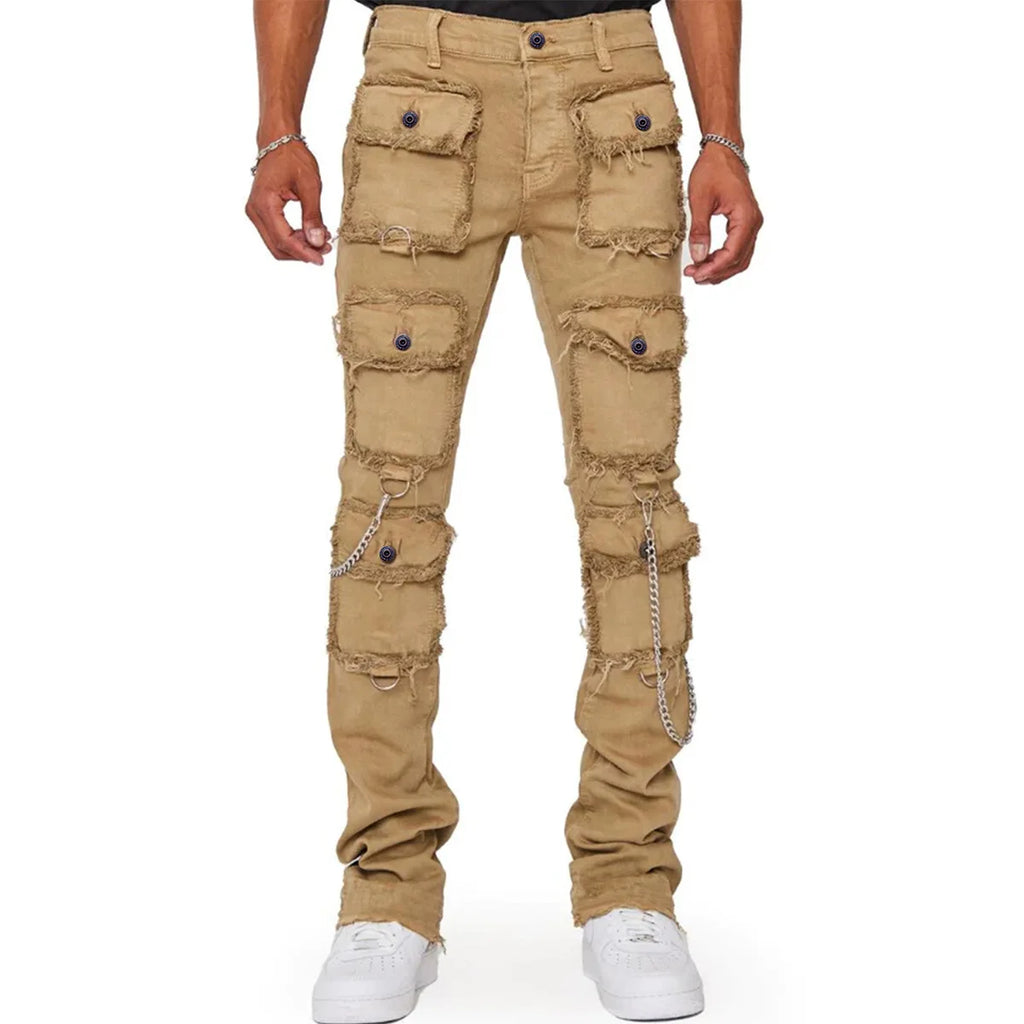 Multi-pocket Cargo Jeans Y2k Men’s Jeans Stretch Straight-leg Pants Vintage Trousers Overalls Casual High Street Hip Hop Jeans