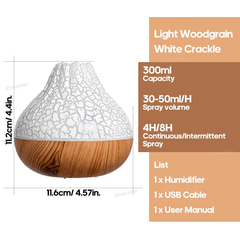 Showlu Smart Kinscoter 300ml ultrasonic humidifier emitting a fine mist in a modern home setting.