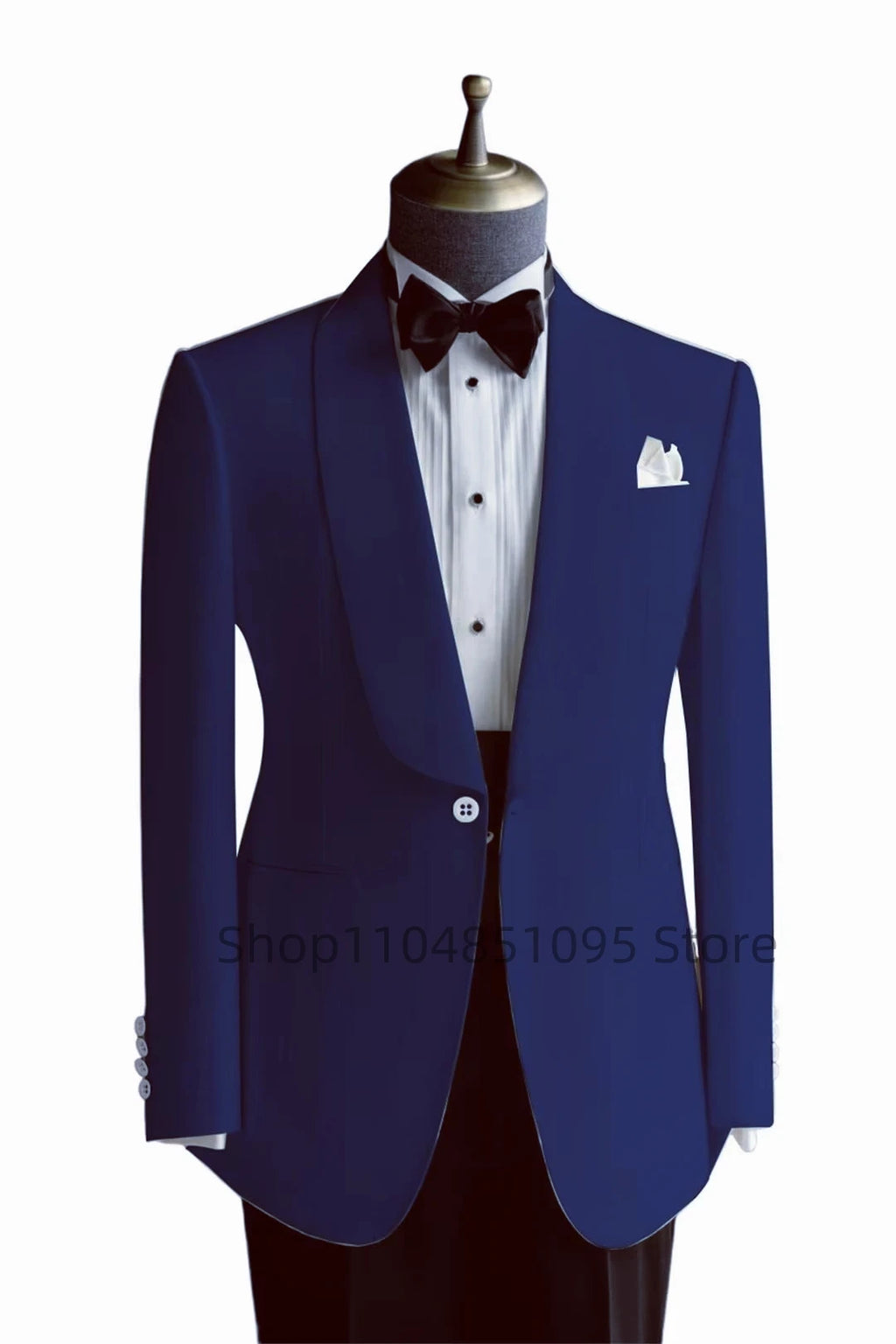 Showlu men's slim fit wool blend suit blazer with shawl lapel, ideal for wedding or formal occasions.
