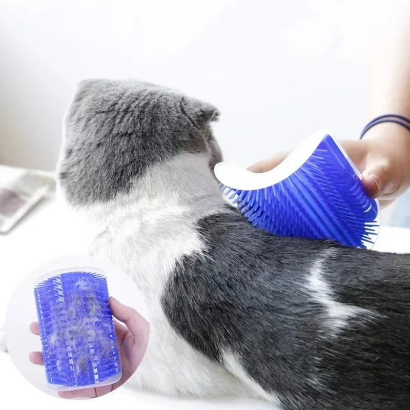 Showlu Fashion Store cat massage and hair removal comb with self-cleaning feature, wall-mounted rubbing brush for cats.