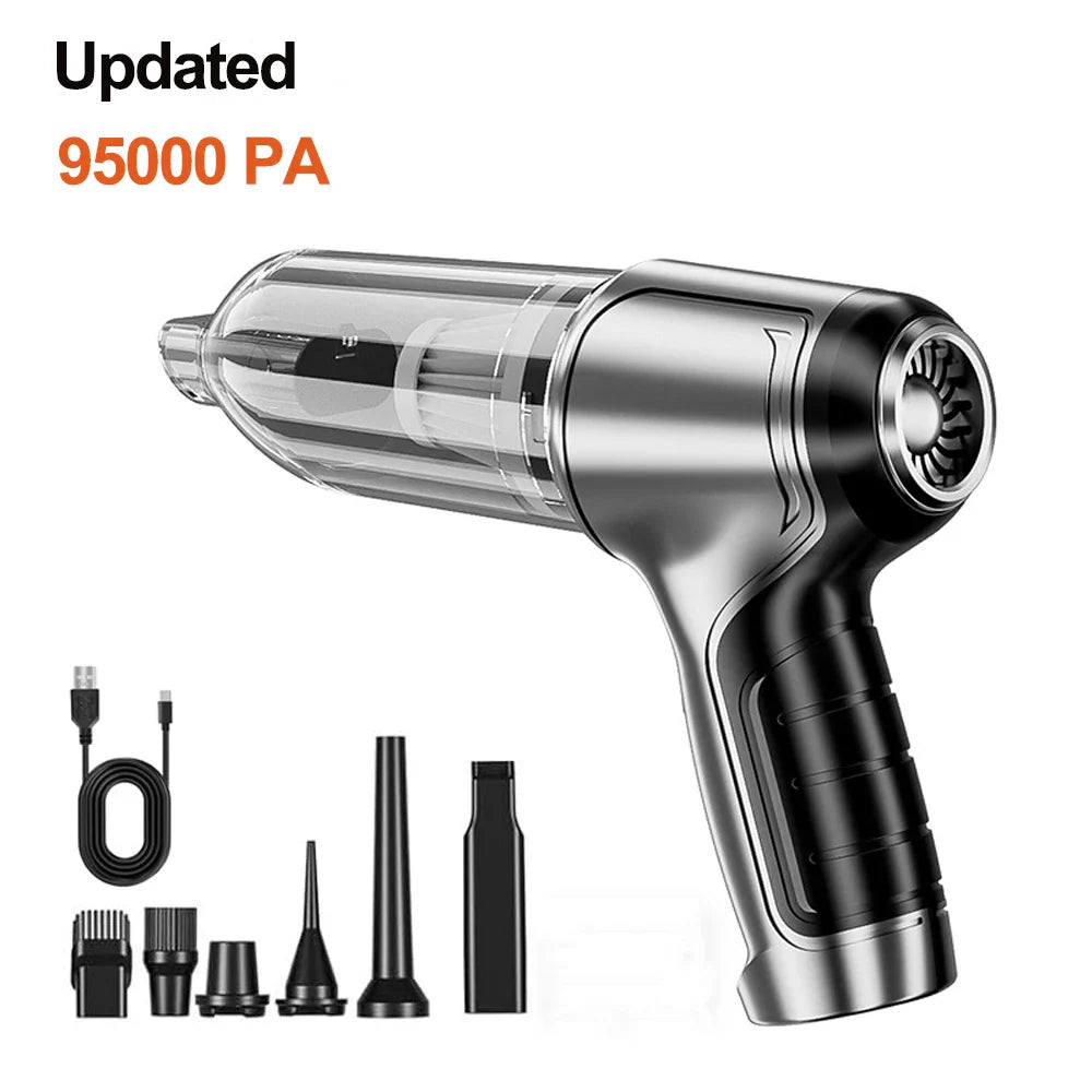 SHOWLU 95000PA Cordless Car Vacuum Cleaner with 3-in-1 handheld design, portable and lightweight for vehicle cleaning.