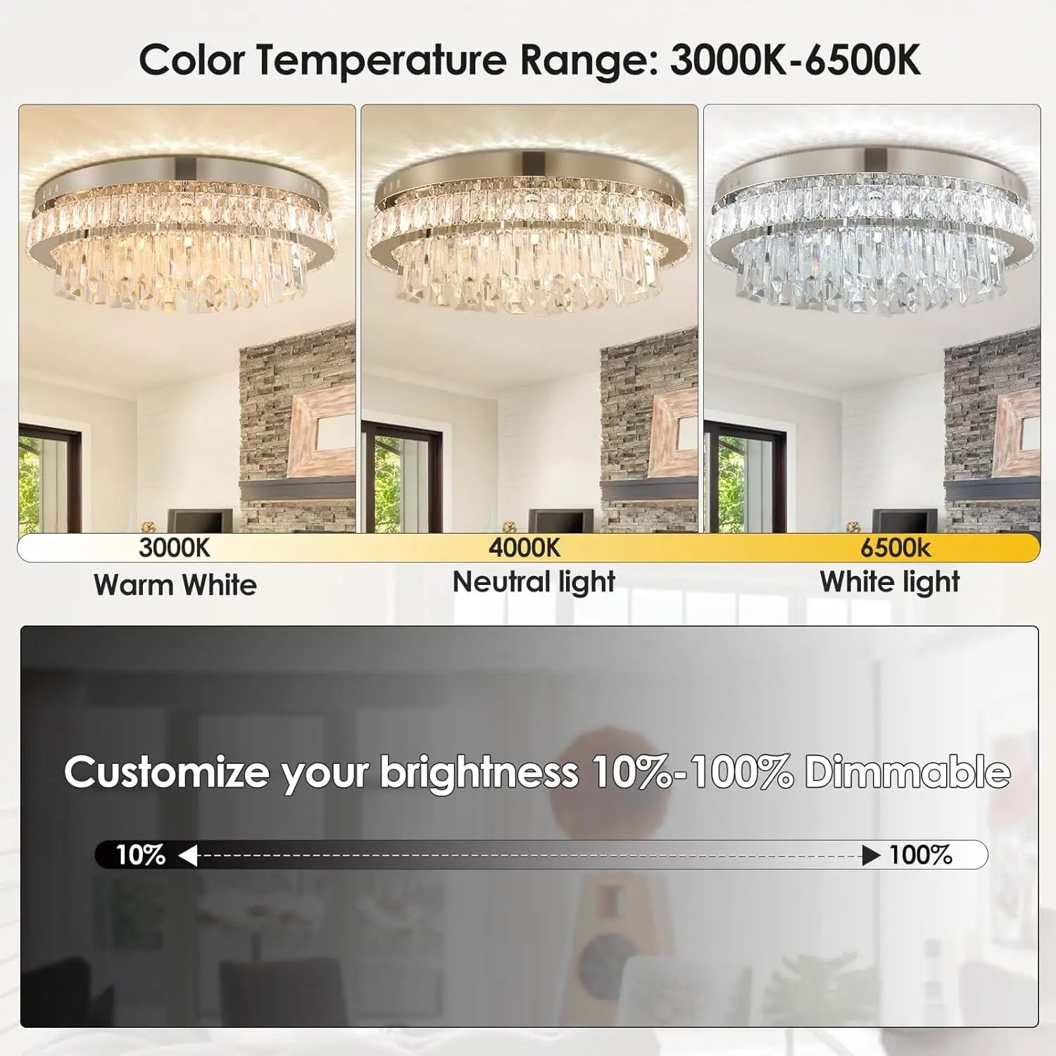 Modern Dimmable Crystal Chandeliers LED Flush Mount Ceiling Light Fixtures Oval Living Room Chandelier Stainless Steel Ceiling L