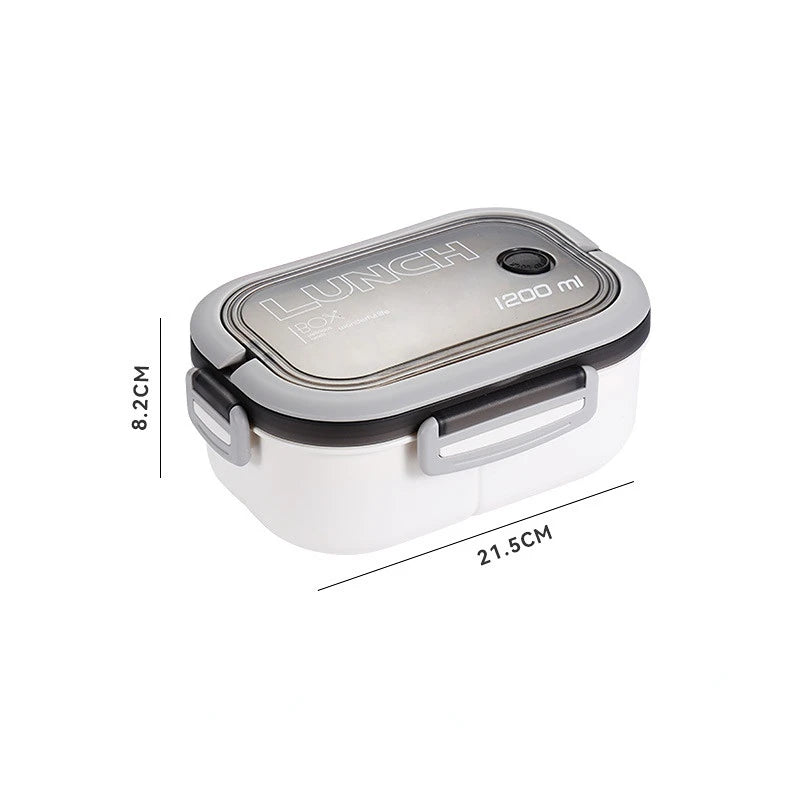 Showlu Fashion Store 1200ML two-layer bento lunch box with spoon and fork, leakproof, portable food container for office or camping.