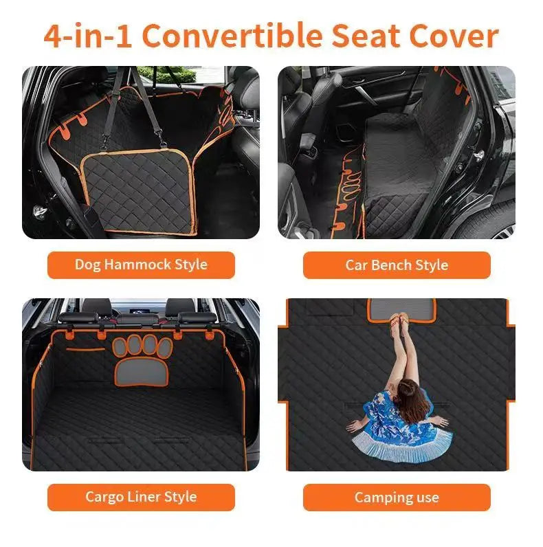Showlu Waterproof Dog Car Seat Cover with breathable fabric and cushioned design for comfortable pet travel protection.