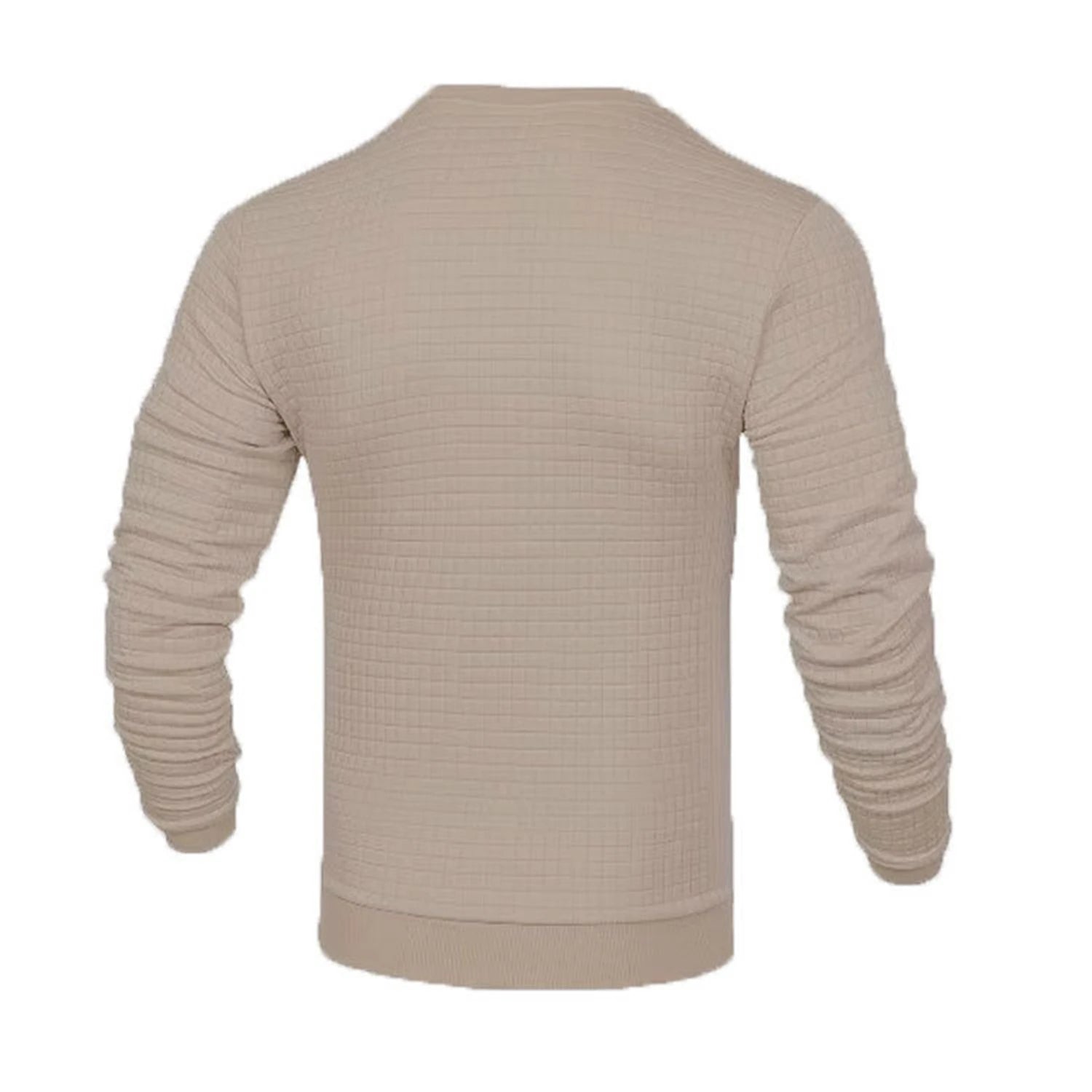 Men's fashion waffle check hoodie with round neck and jacquard check pattern, designed for youth and casual wear.