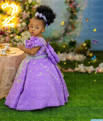 Luxury Lavender Beading Flower Girl Dresses Girls Birthday Dress gorgeous Customized Queen Baptism for Wedding Party Gowns