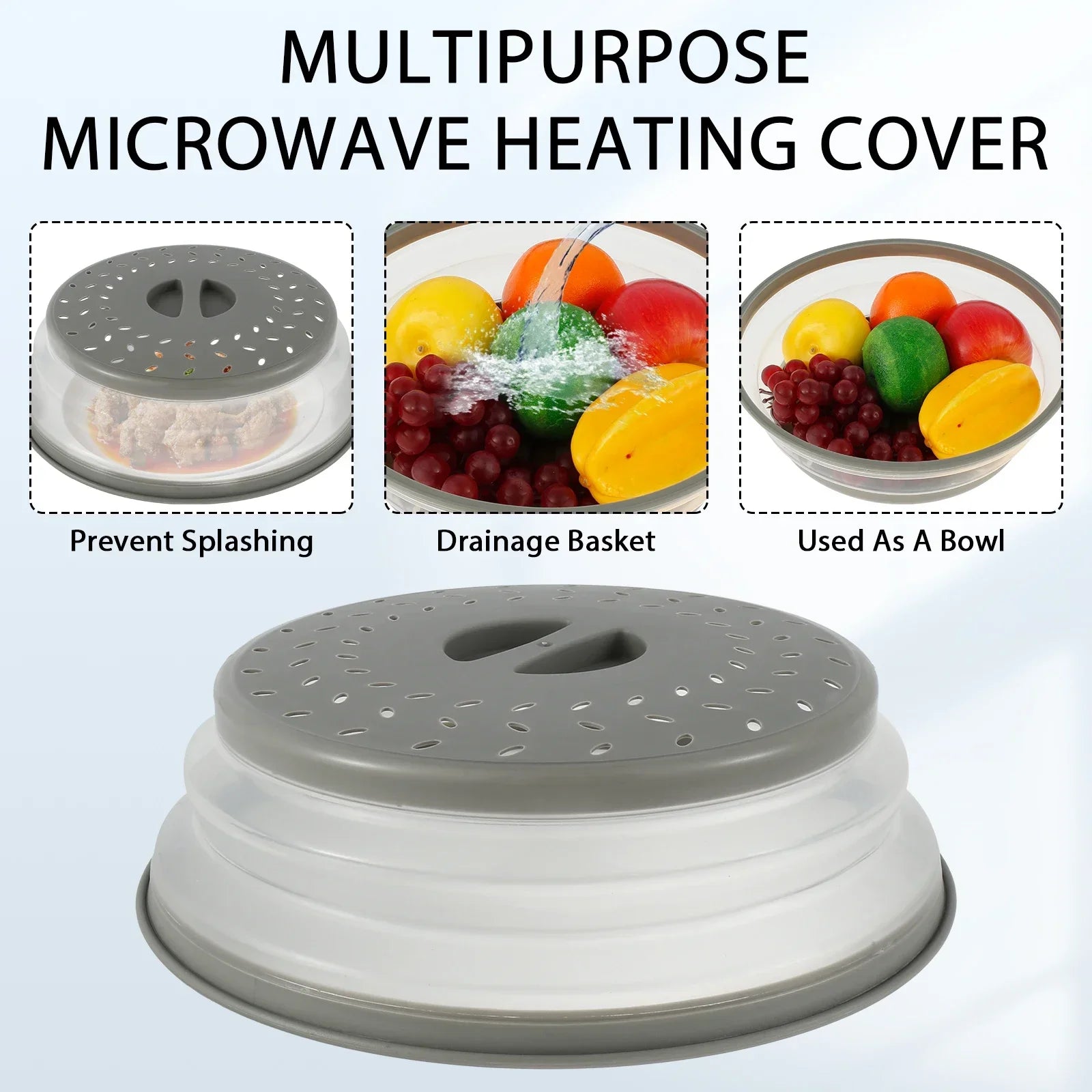Showlu Smart General silicone microwave cover with vent holes, designed to prevent splatters and keep food fresh during heating.