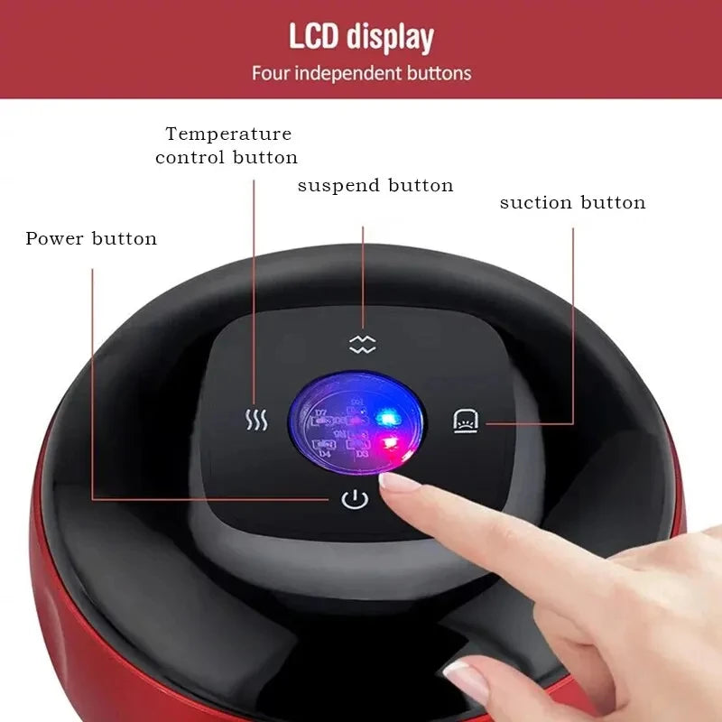 Electric heated cupping massager for back and neck by Showlu Fashion Store, demonstrating the device's ergonomic design and heated cups.