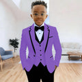 Formal boys' suit set by Showlu Smart General, includes jacket, pants, and vest with notched lapels for wedding or party attire.