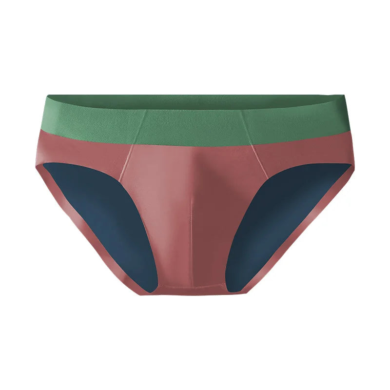 Showlu men's ice silk seamless briefs with breathable low waist design, comfortable underwear for everyday wear.