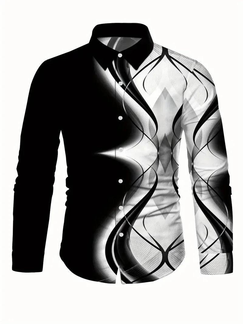 Men's long sleeve checkered collar shirt with spring casual design, color blocked pattern by Showlu Fashion Store
