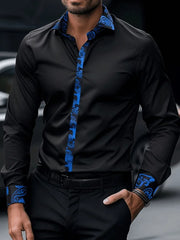 Men's fashionable business style long sleeved shirt with special pattern pattern. Long sleeved shirt suitable for parties