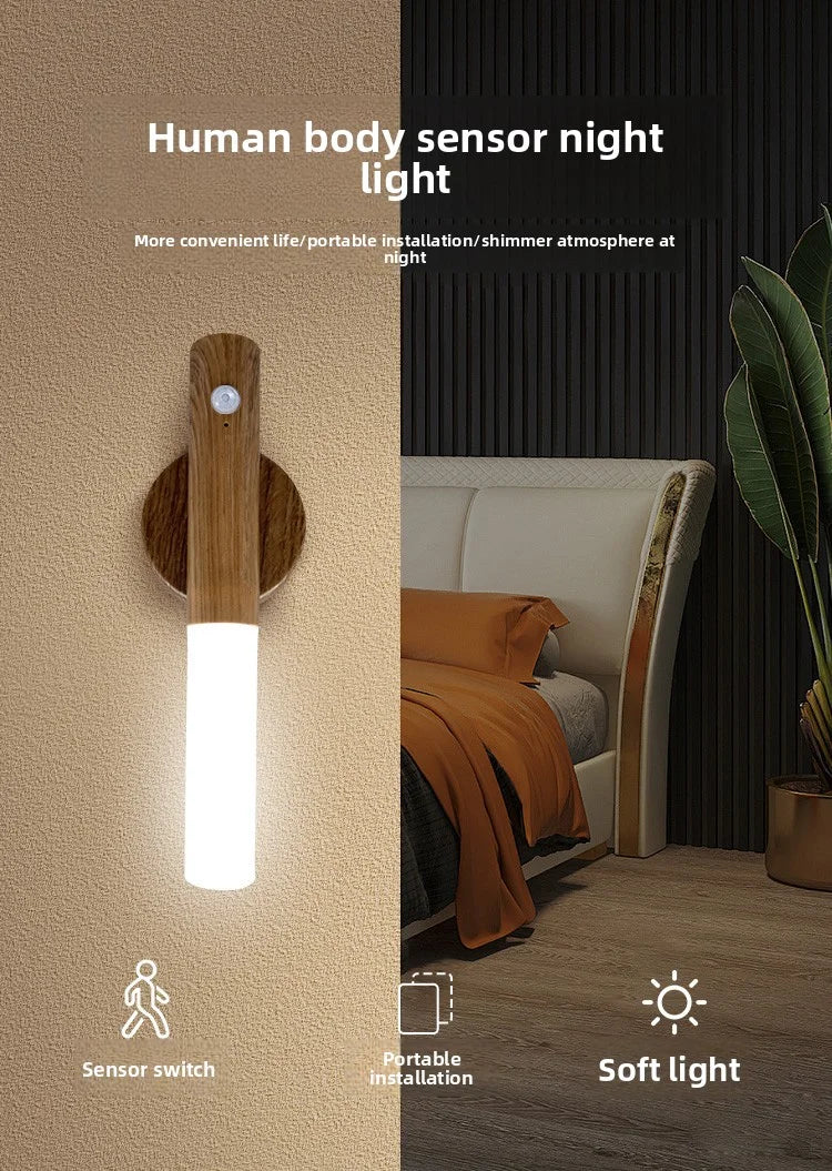 Showlu Smart magnetic motion sensor LED night light with USB rechargeable design, ideal for automatic illumination in dark spaces.