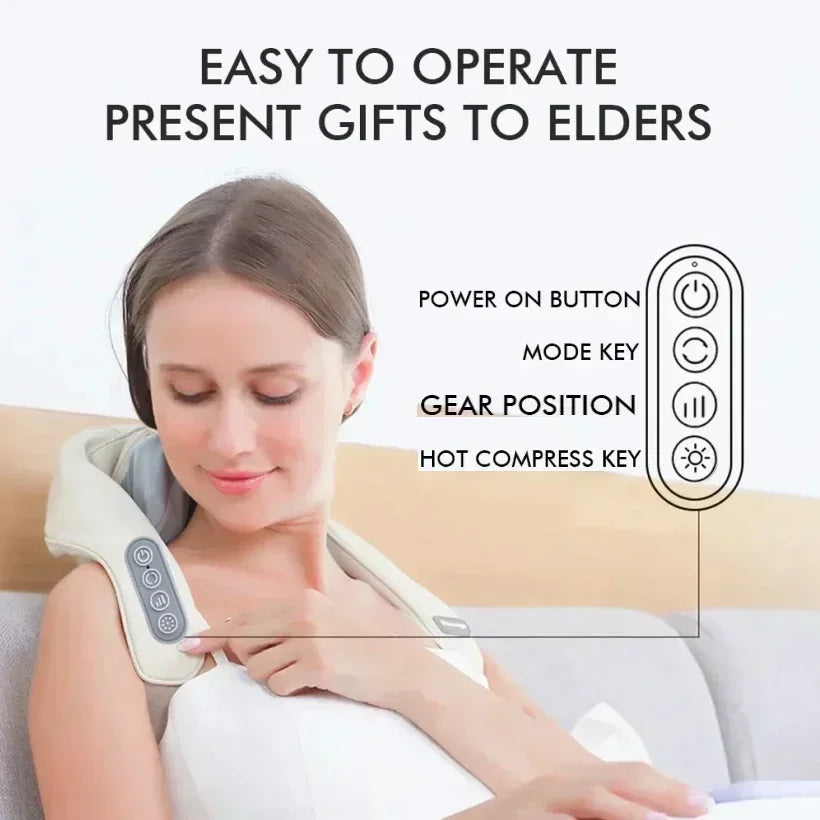 Showlu Smart neck and shoulder massager with electric kneading therapy, designed for relaxing trapezius muscle relief.