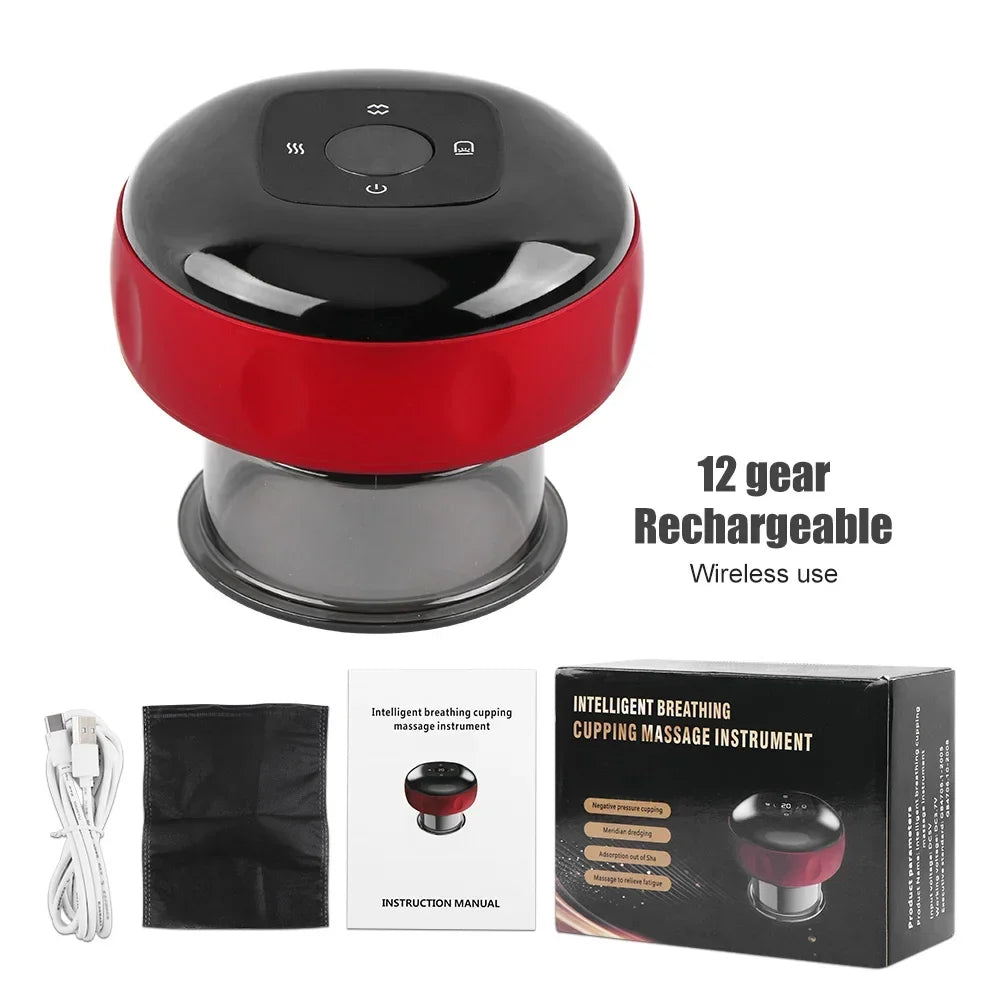 Electric cupping therapy set by SUOLAER, featuring vacuum massagers and scraping tools for pain relief and muscle relaxation.