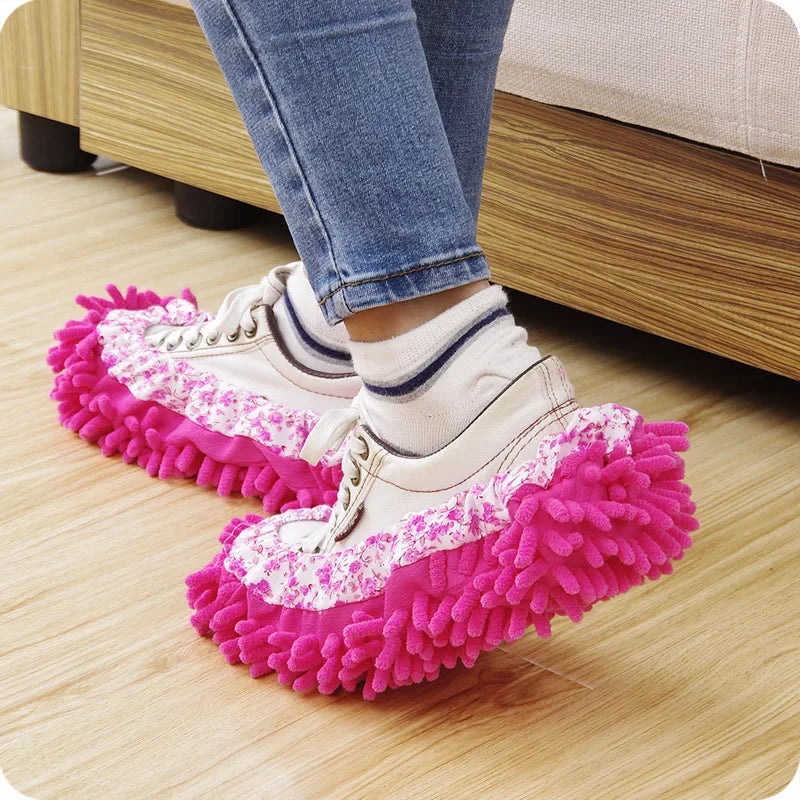 Showlu Fashion microfiber floor dust cleaning slippers in five sets, designed for easy dust removal and floor cleaning.