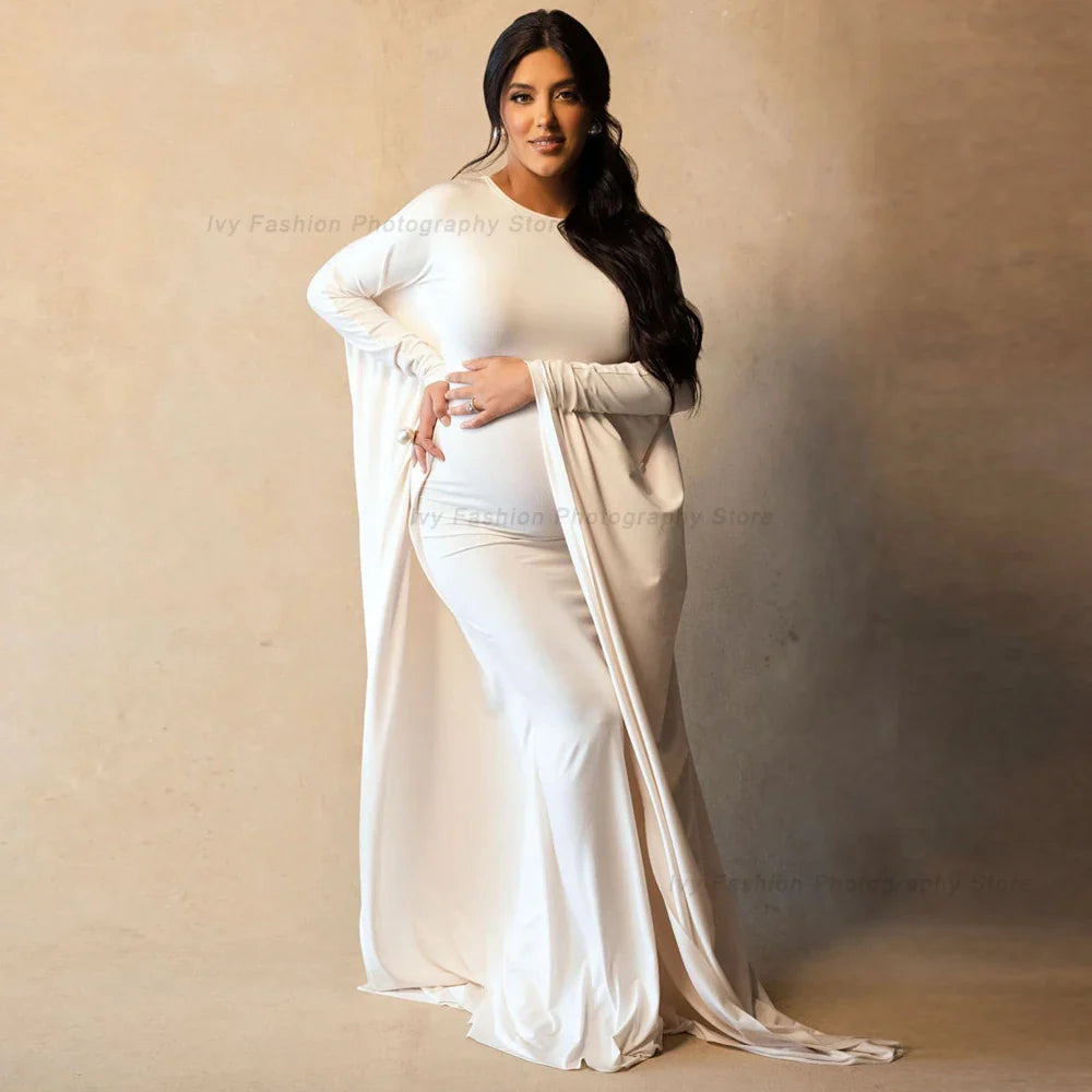 Showlu maternity lace bohemian gown with boat neck, flowing design, perfect for maternity photography sessions