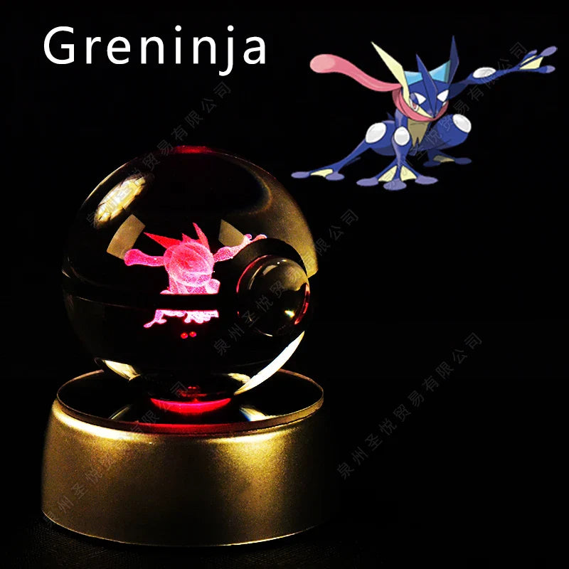 Miniso Pokemon 3D crystal ball night light featuring an LED glass Pokeball lamp illuminated in a sleek design