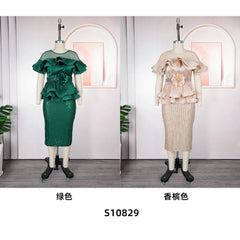 African Dresses for Women Elegant Fashion Ruffle Wedding Party Long Dress Plus Size Turkey Sequin Evening Gown Africa Clothing