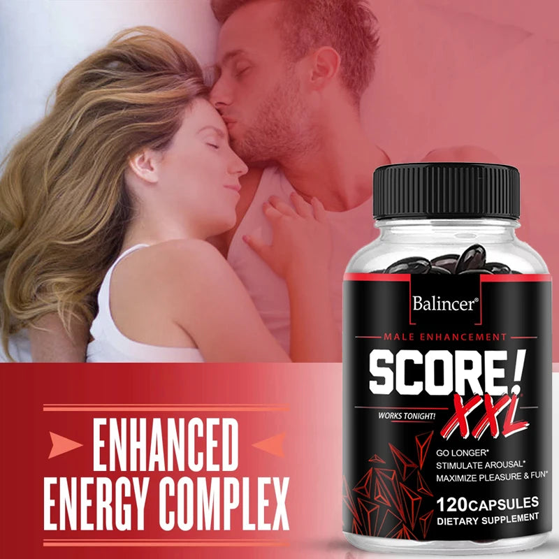 Balincer Score XXL nitric oxide supplement with L citrulline, maca, and tribulus for muscle building and endurance.