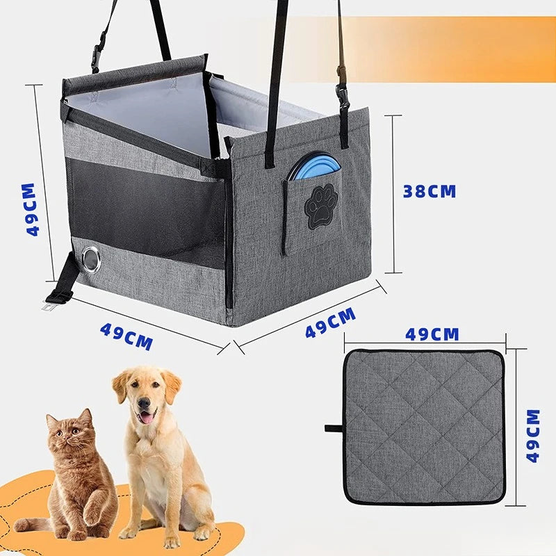 Portable Dutrieux dog car seat by Showlu Fashion Store, waterproof nylon pet carrier with breathable mesh for travel comfort.