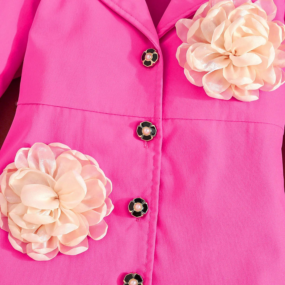 Showlu Fashion Girls blazer dress with long sleeves and floral design, perfect for elegant parties and special occasions.