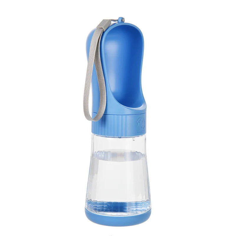 Showlu Smart General pet portable water bottle with built-in drinking trough for on-the-go hydration for dogs and cats.