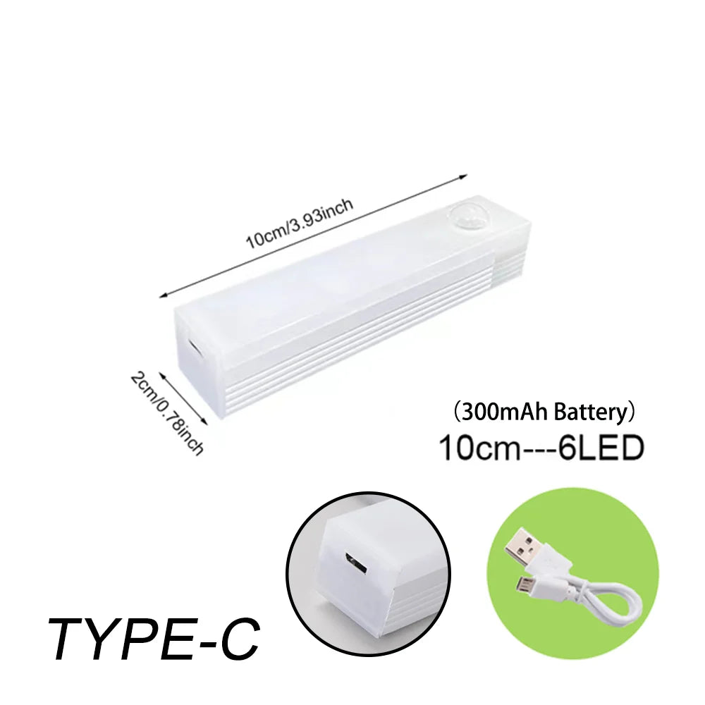 Rechargeable 50cm Digitaling Motion Sensor LED Night Light strip with automatic lighting for home or hallway use.